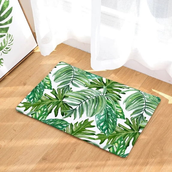 Green Plant Paintings Door Mats Flannel Carpet Entrance Indoor Floor Mat Non-slip Doormat Rug 50x80cm