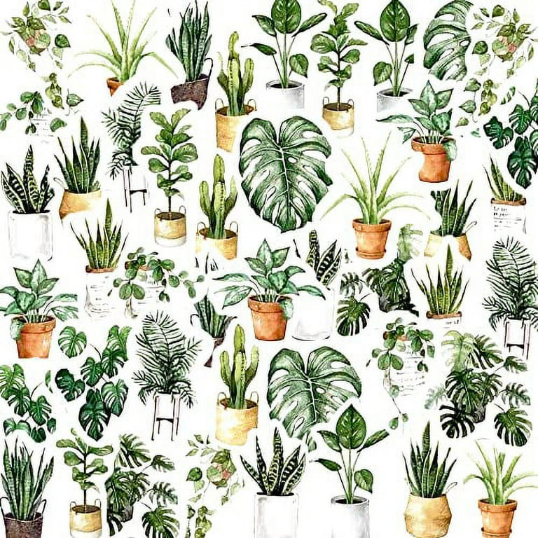 Green Plant Stickers for Journaling, Small Boho Sticker Decals for  Scrapbooking, Diary, Calendars, Laptop, Skateboard, Guitar, Wall, Luggage,  Computer, 45PCS, Including Duplicate 