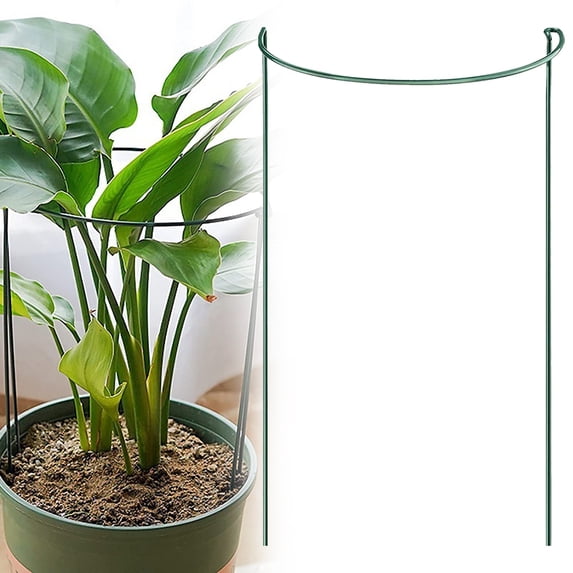 Flower Support Rings Green Plant Support Stakes Half Round Metal Garden Plant Support Ring ...