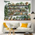 thumbnail image 1 of Green Plant Tapestry Wall Hanging Potted Plant Flower and Book on Wood Shelf Wall Tapestry for Bedroom Aesthetic Nature Botanical Tapestry for Living Room College Dorm Decor,59x51 inch, 1 of 5