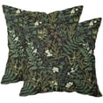 thumbnail image 1 of Green Throw Pillow Covers 18x18 Inch Set of 2 Black Green Botanical Leaf Pillow Covers Vintage Floral Cushion Cover Farmhouse Waterproof Decor for Living Room Bedroom Sofa Patio Outdoor, 1 of 6