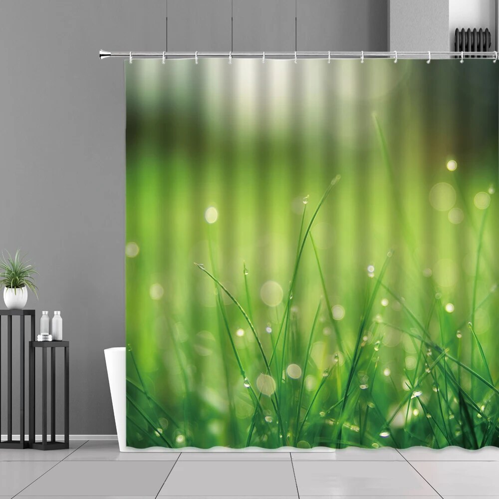 Green Plants And Water Reflection Shower Curtain Bath Screens Home