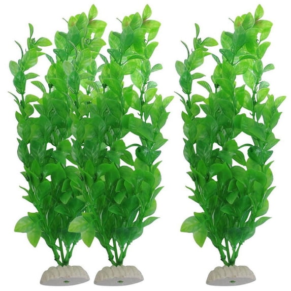 Green Plants Artificial Decor, 3.1*10.6in, Plastic Stems, Fish Tank Decor, Aquarium Decor, Fish DecorforTank, Artificial Aquarium Plants, Hiding Spots, Large Aquariums, 3 Pack