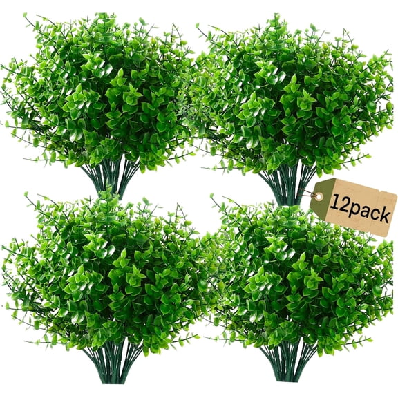 Green Plants Artificial Plants Realistic Green Eucalyptus Shrubs Potted Garden Artificial Landscaping Outdoor Artificial Plants Balcony (Suitable for Indoor/Outdoor Environments) (20Bundles)
