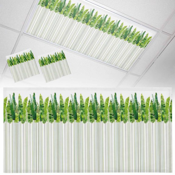 Green Plants Fluorescent Light Covers Watercolor Simple Spring Green Leaves Botanical Lines Magnetic Light Filters Ceiling Lighting Panel Shade for Classroom Office Home 2 x 4 ft, 2 Pack