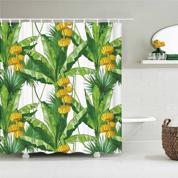 Green Plants Leaves 3D Shower Curtains Bamboo Palm Trees Bathroom Curtain Waterproof Fabric Bathtub Decor 180*180cm With