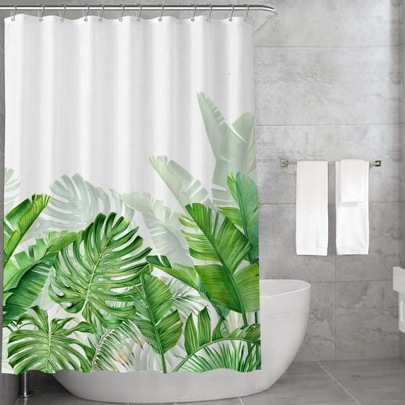 Green Plants Shower Curtain 72 x 72 Green Leaves Waterproof Bathroom Shower Curtain Fabric Washable Shower Curtain Sets with Plastic Hooks (72"x72" inches)