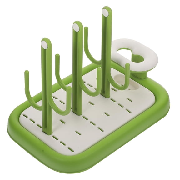 Green Plastic Bottle Drying Rack with Countertop Organizer for Baby Bottles Cups and Accessories Green