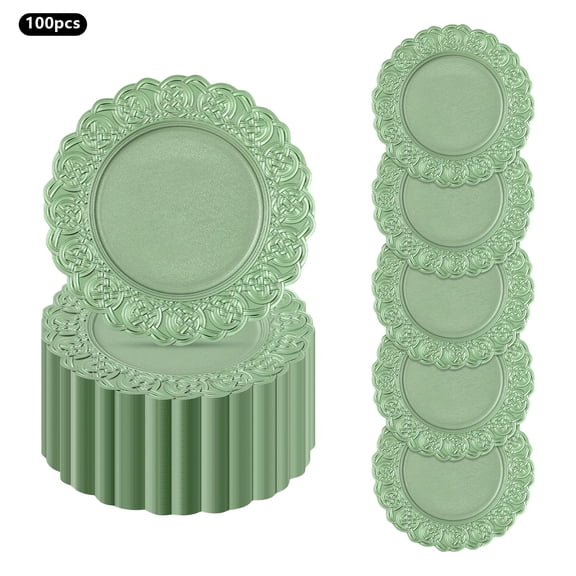 Green Plastic Charger Plates 13 Reusable Party Chargers Dinner Plates Elegant Round Service Plate Chargers Bulk Decorative for Wedding, Catering Table Decor Set of 100