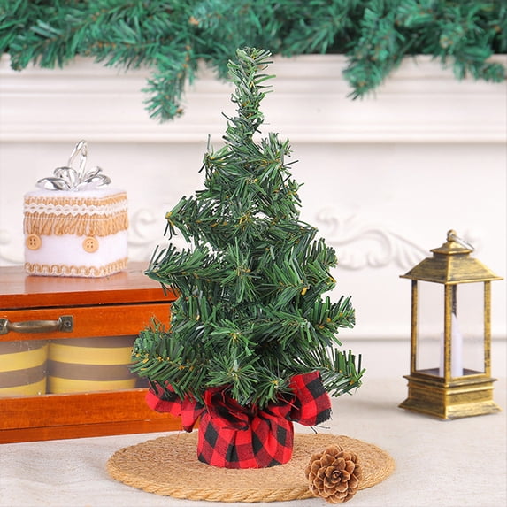 (Off-Season Clearance)Green Plastic Christmas Tree - Realistic Desktop Decoration for Home & Office