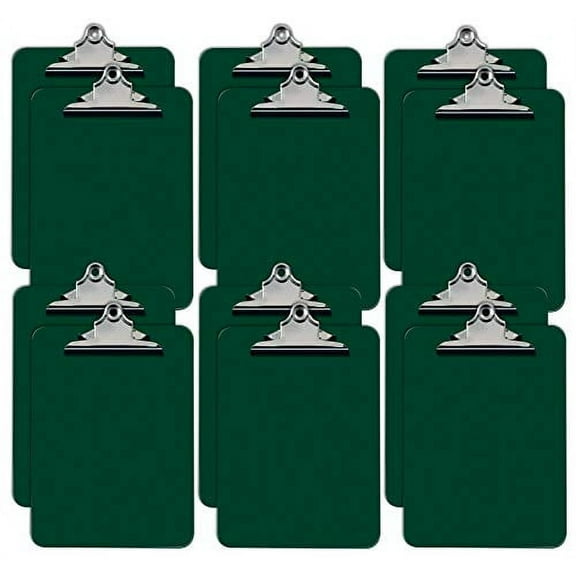 Green Plastic Clipboards, 12 Pack, Durable, 12.5 x 9 Inch, Standard Metal Clip, by Better Office Products, Green, Set of 12