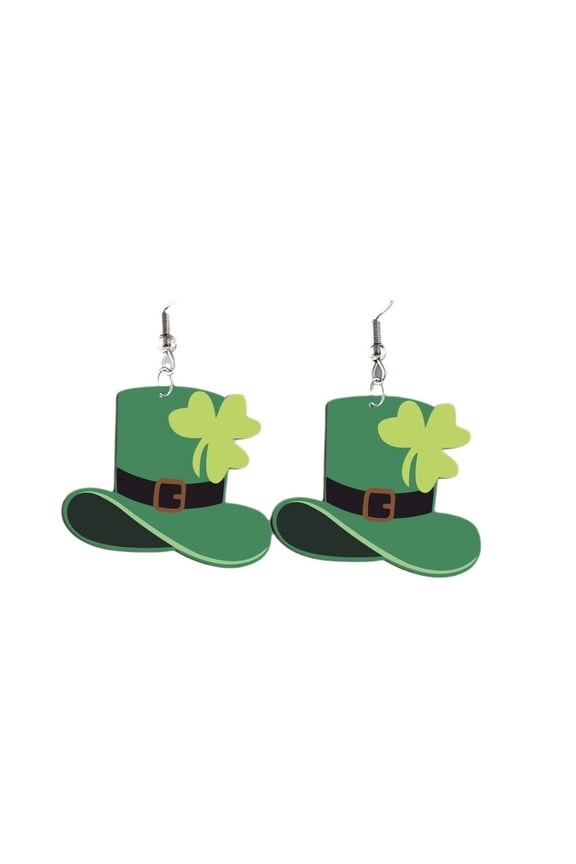 Green Lightweight Dangle Earrings, Elegant Everyday Fine Jewelry Pierced for Women, St Patrick's Day, 5cm
