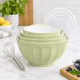 Green Plastic Mixing Bowl Set with Lids, Nesting Prep for Kitchen ...