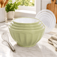 Green Plastic Nesting Mixing with Lids and Egg Whisk Set for Kitchen ...