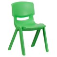 Green Plastic Stackable School Chair with 15.5'' Seat Height
