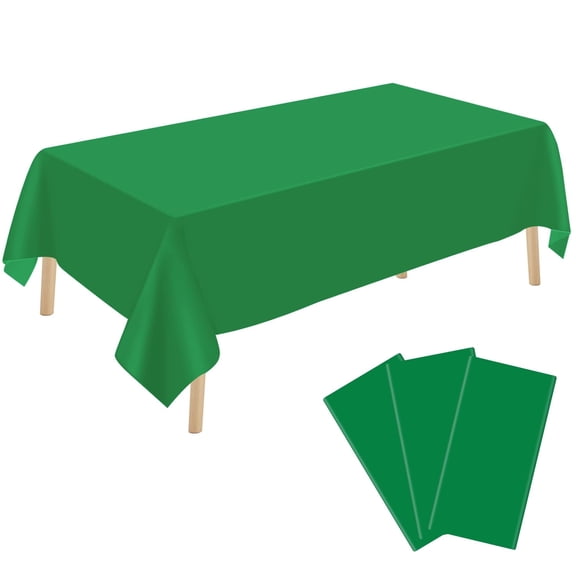 Plastic Tablecloth Green 3 Pack, 54 inch Wide 108 inch Long Disposable Cover for Party Decorations, Quick Cleanup No Hassle, Green