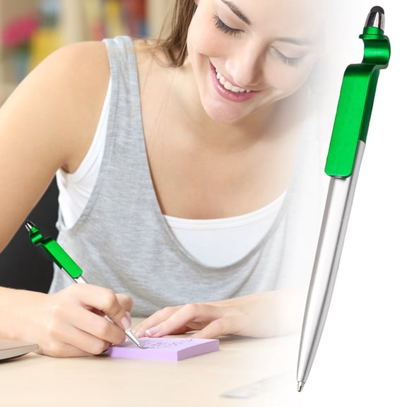 Green Plastic Twist Action Ballpoint Pen With Phone Stand Holder, Refillable Smooth Writing Pens For Home Office, Multifunctional Cute Student Stationery Gift