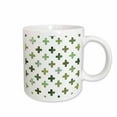 thumbnail image 1 of 3drose, Green Plus Pattern - Swiss Cross Design - Pluses - Crosses on White, 11oz Mug, 1 of 6
