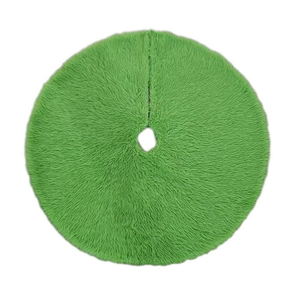 Green Plush Round Christmas Tree Skirt Merry Xmas Decor Rugs For Living Room Bedroom Non-Slip Floor Carpet Runner Mat Holiday Home Decor 0.53 Lbs