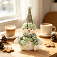 thumbnail image 1 of Green Plush Snowman Figurine Christmas Home Decor, Xmas Winter Table Decor, Christmas Decorations Indoor, Farmhouse Snowman Statue, Thoughtful Xmas Present for Family Friends-A, 1 of 6