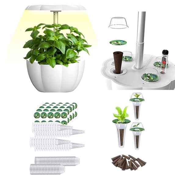 Green Pod Kit for Leafy Vegetables, Romaine & Butterhead Lettuce – 30 or 50 pcs Hydroponic Starter Set with Seedling Covers, Stickers, Planting Baskets & Cotton Sponges