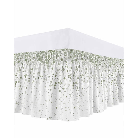 Green Polka Dot Bed Skirt King Size 18 Inch Drop, Watercolor Green Gradient Abstract Modern Wrap Around Dust Ruffle Bedskirts, Wrinkle & Fade Resistant Easy Fit Bedskirt with Adjustable Elastic