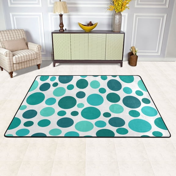 Green Polka Dots Area Floor Mats Soft Large Nursery Rugs Non-Slip Foam Carpets Living Room Doormat for Bedroom Dinning Decor 36" x 24"