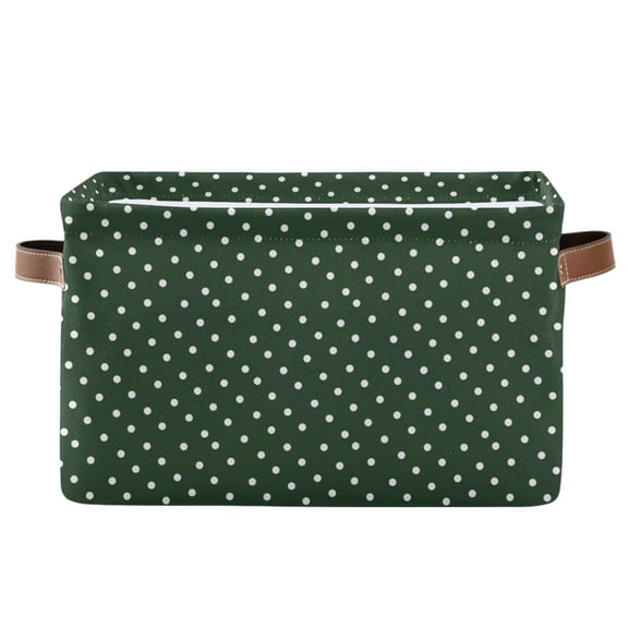 Green Polka Dots Foldable Storage Large Fabric Storage Baskets Organizer Storage Bins with Handles for Home Office