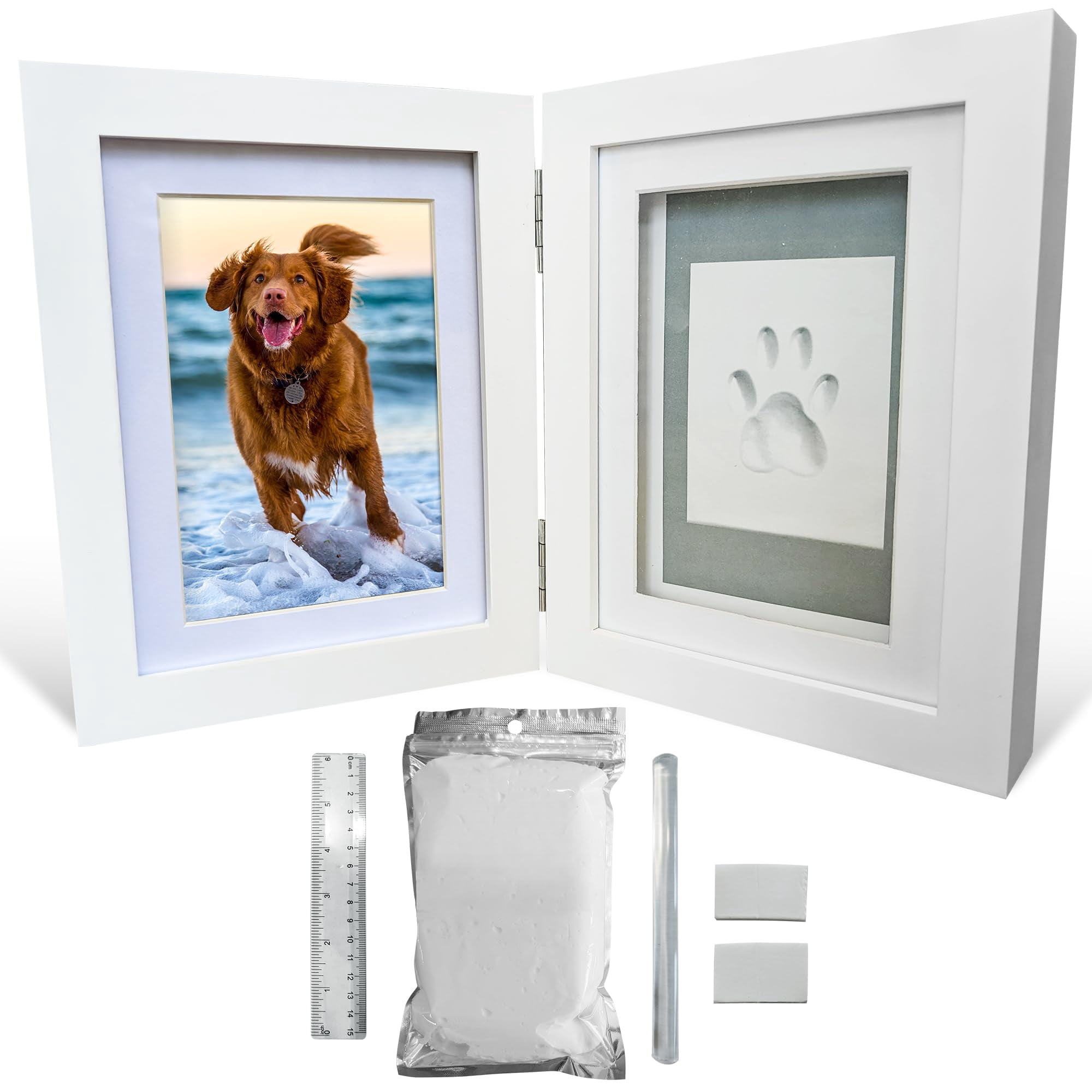 Green Pollywog | Paw Print Pet Keepsake Hinge Photo Frame + Clay Print ...