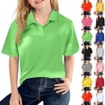 thumbnail image 1 of Green Polo Shirts Girls Short Sleeve School Uniform Shirt Classic Color Button Down Top Comfortable Tee 6-11 Years, 1 of 4