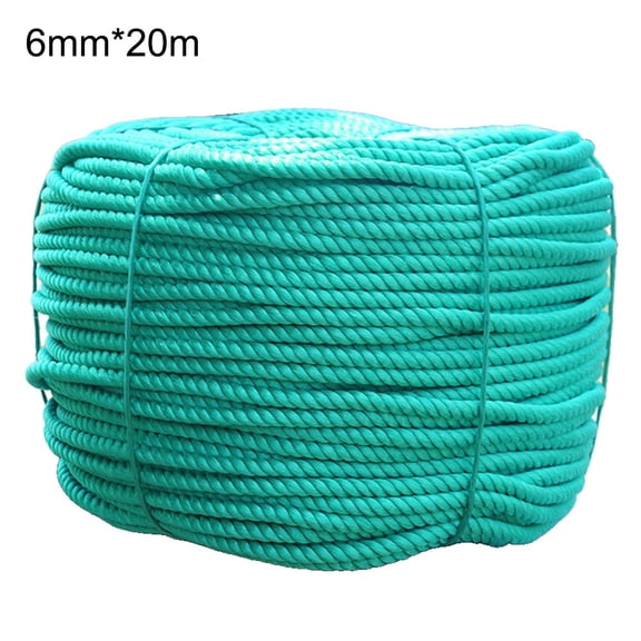 Green Poly Rope Coil 6Mm Dia X 20M Nylon Rope Tarpaulin Electrician Drainage