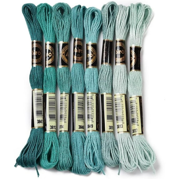 Green Polyester Embroidery Floss Thread Friendship Bracelets 6 Strands Variegated Gradient Cross Stitch String Needlepoint Yarn Threads for Sewing Bracelet Jewelry Making Cross Stitch Craft