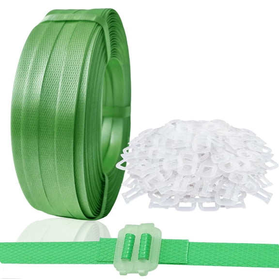 Green Polypropylene Strapping Tape Kit 1/2" x 500' with 100 Buckles for Packaging
