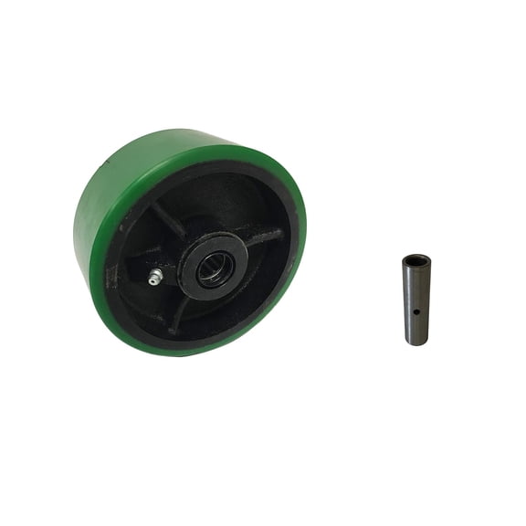 Green Polyurethane on Cast Iron 8" Wheel Set with with Bearing & Bushing