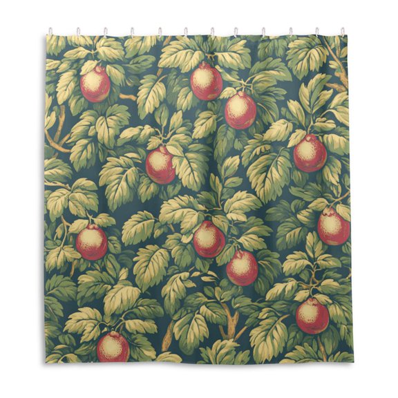 Green Pomegranate Tree Shower Curtain Liner 66x72 Inch Waterproof Shower Curtains Decorative Bathroom with 12 Pack Hooks