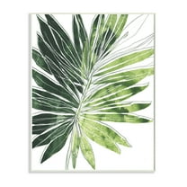 Green Pop Palm Leaves Expressive Linework Wood 10 in x 15 in Framed Painting Art Prints, by Stupell Home Décor