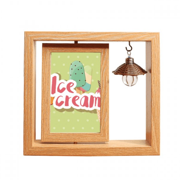 Green Popsicle Sweet Ice Pattern Wooden Rotating Picture Photo Frame 4x6