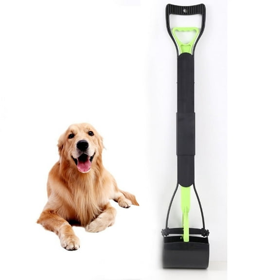 Portable Dog Poop Scoop - Foldable Handle for Yard & Travel Cleanup 31.5", Green