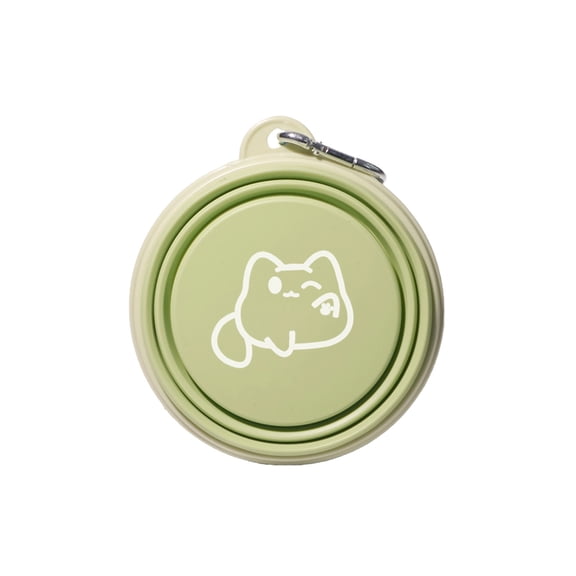 Green Portable Silicone Pet Bowl Collapsible Outdoor Water And Food Feeder With Hook Soft And Durable Travel Bowl For Small Dogs And Cats 5.12 X 1.97 In