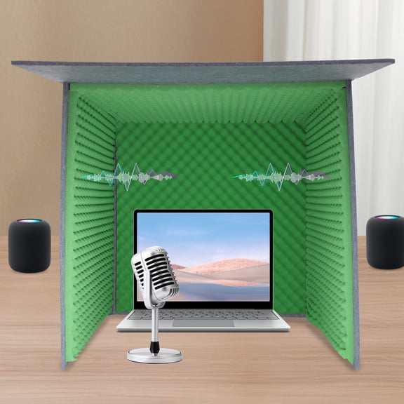 Green Portable Soundproof Booth Studio Sound Recording Desktop Soundproof Cover For Recording Studios, Control Rooms, Offices