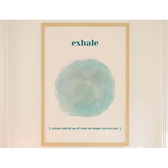 Green Positive Aura Wall Art Exhale Poster Gradient Print Affirmation ...