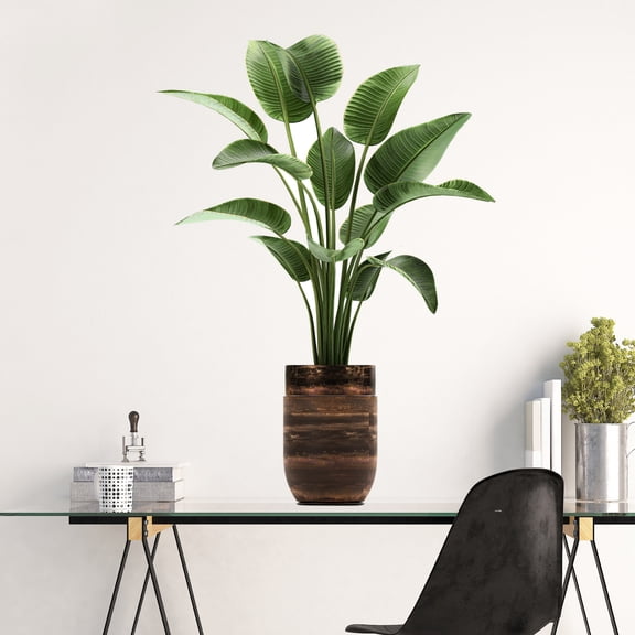 Green Potted Plant Glass Window Sticker, Decorative Simulation Wall Cling Film for Home Decor, Easy Peel & Stick for Tiles and Windows, 1 Pack