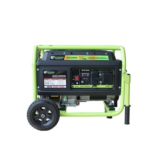 Green-Power 4750W Dual Fuel Pull Cord Start Power Generator, Low Oil Shut-Off