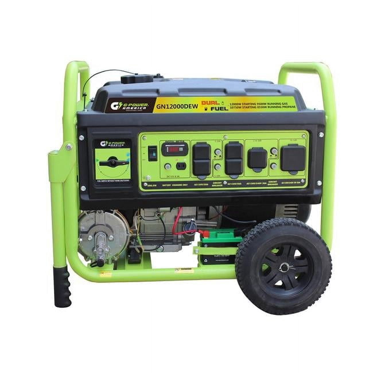 Green-Power GN12000DEW 12000-10750W Dual Fuel Gas & Propane Powered Portable Generator with 479cc & 18-HP Professional Engine - Long Life & High Quality Lithium Battery