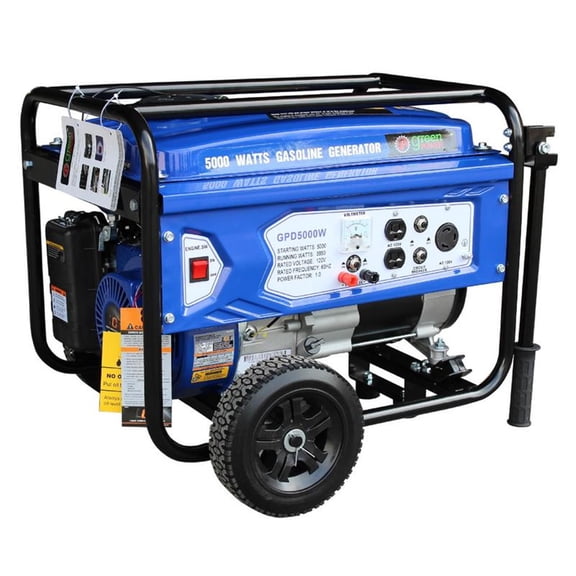 Green Power Gasoline Powered Portable Recoil Start Generator - 5000 Watts of starting power / 3850 Watts of continuous running power with 223cc, 7.5HP and LCT Engine