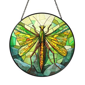 Green Praying Mantis Glass Suncatcher Window Decor Wildlife Art Hanging Birthday Housewarming Gift