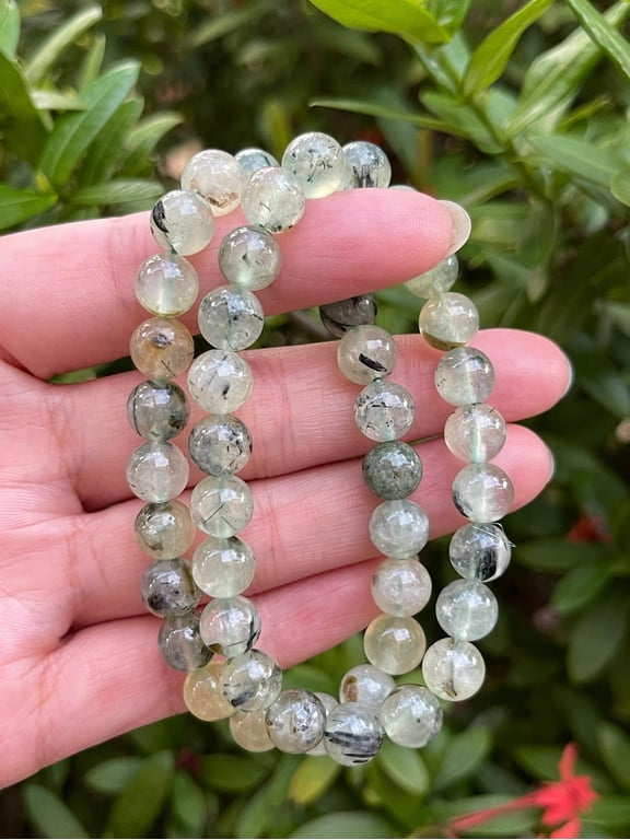 Green Prehnite Crystal Bead Bracelet 7-8mm, Genuine Green Prehnite Stretch Gemstone Bracelet, Healing Crystal Bracelet Bead Bracelet, Gift for Men & Women
