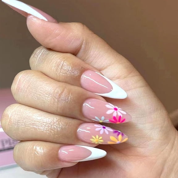 Green Press on Nails Medium Almond Fake Nails with Ladybug 3D Water Drops Patterns Design Glue on Nails Green Full Cover False Nails Press ons Glossy Stick on Nails for Women Girls 24Pcs Green Color