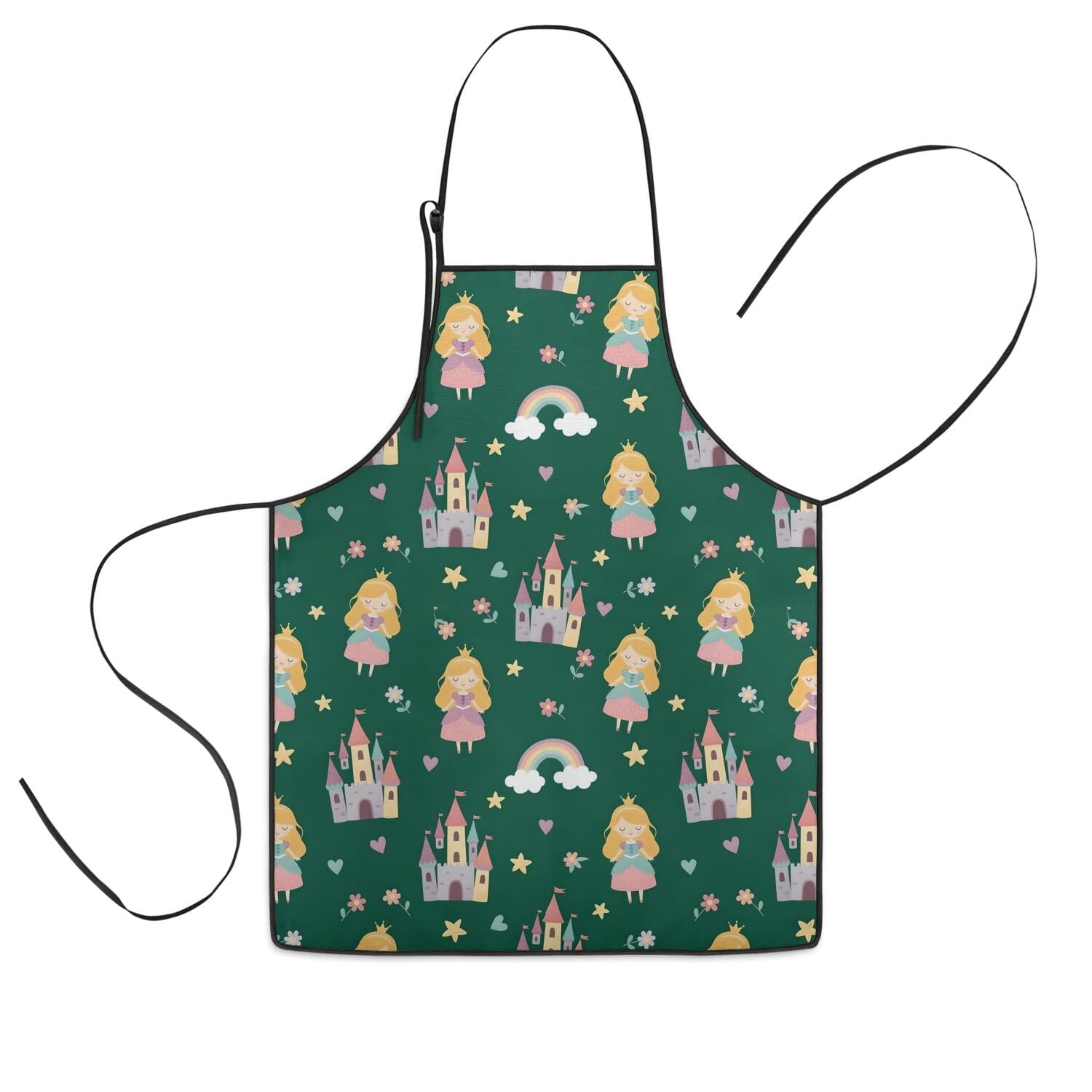 Castle Apron Green Princess Castle Pattern Kids Aprons for Girls and Boys,Adjustable ...