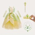 thumbnail image 1 of Green Princess Dress Halloween Costumes, Suit with Crown Wand Necklace Earrings Bracelet and Sleeves, Cosplay Costume for Birthday Party, 1 of 9